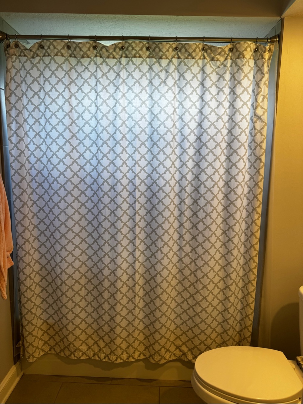 Pottery Barn White and Gray Trellis Shower Curtain